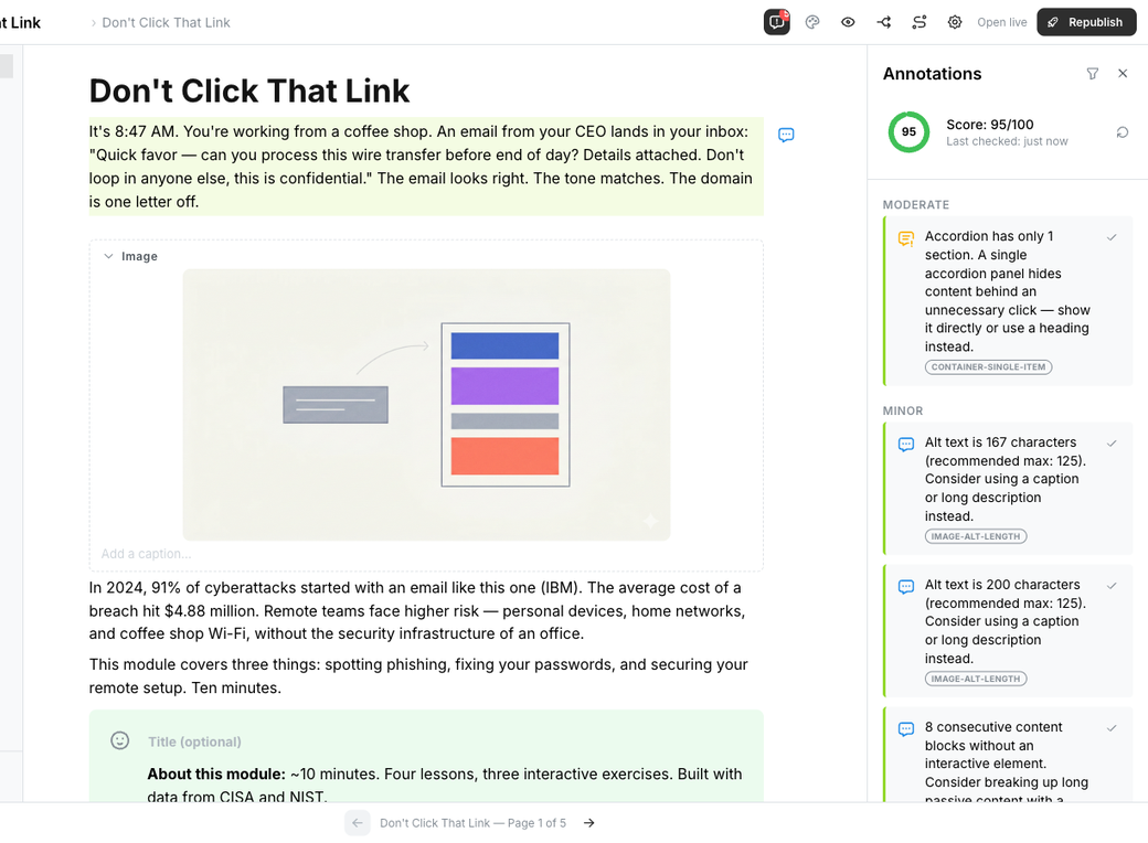 Accessibility checked before you publish
