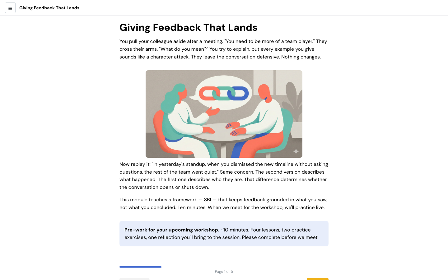 Published course as a hosted link with completion tracking